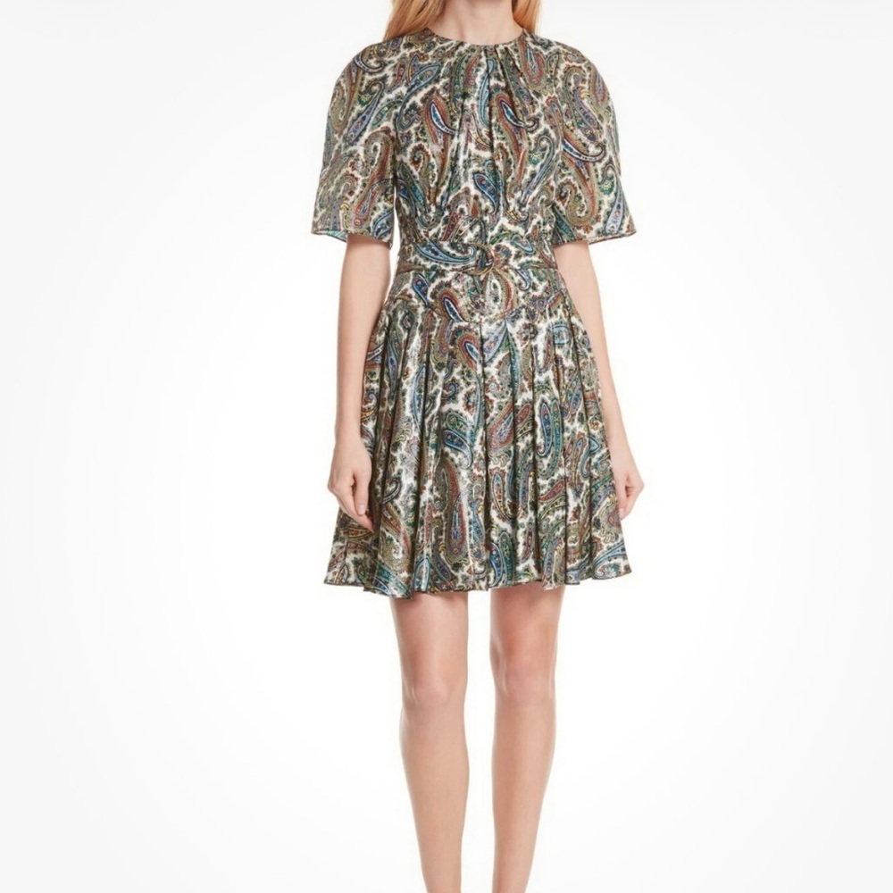 Diane von Furstenberg DVF Barton Logo Belted Silk Blend Mini Dress Size 4 - Picture 2 of 9